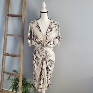 Fashion Nova Snakeskin Print Short Sleeve Tie Front Dress Size M